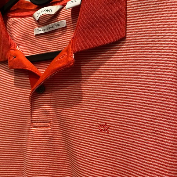 Calvin Klein Microstripe Polo - Red, size XS - Picture 2 of 6